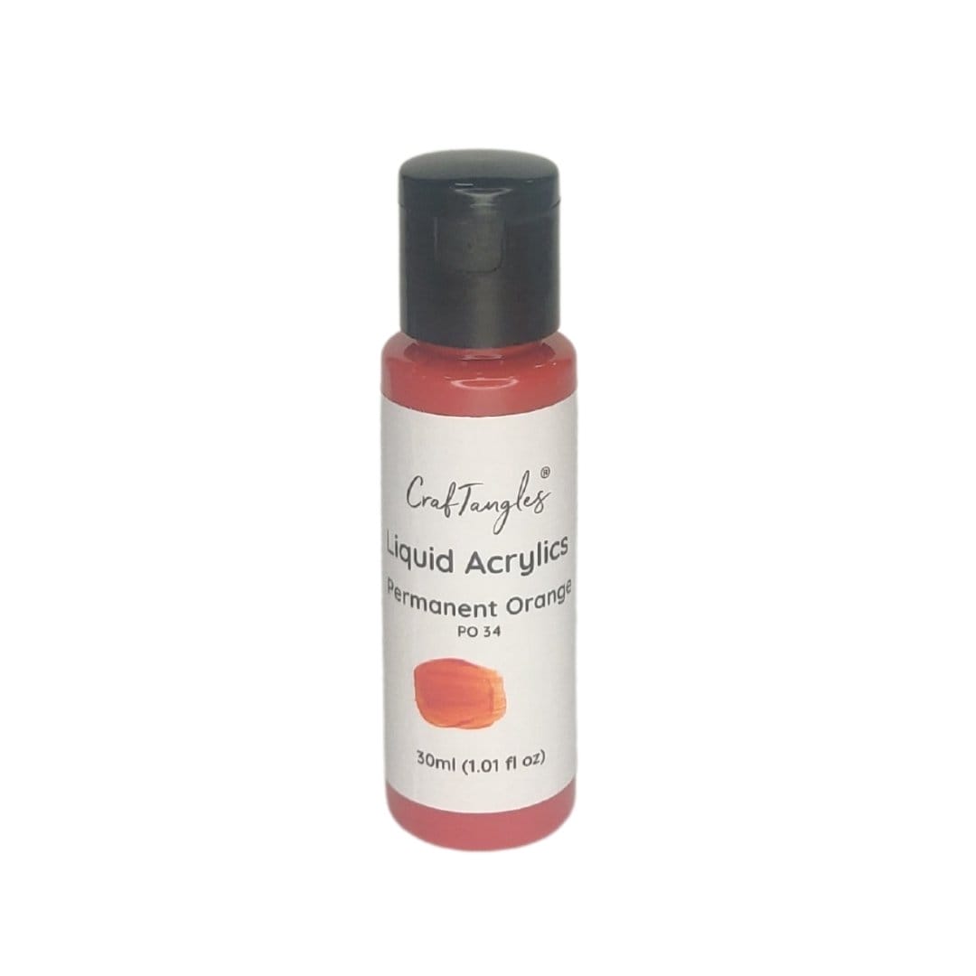 CrafTangles Liquid Acrylics / Acrylic Inks 30 ml - Permanent Orange CrafTangles Liquid Acrylics Permanent Orange CrafTangles_Liquid_Acrylics_Permanent_Orange
