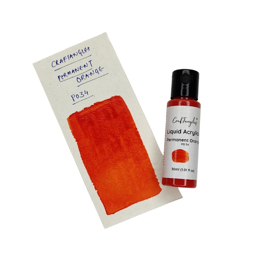 CrafTangles Liquid Acrylics / Acrylic Inks 30 ml - Permanent Orange CrafTangles Liquid Acrylics Permanent Orange 1 CrafTangles Liquid Acrylics / Acrylic Inks 30 ml - Permanent Orange