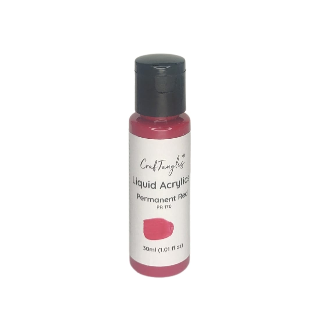 CrafTangles Liquid Acrylics / Acrylic Inks 30 ml - Permanent Red CrafTangles Liquid Acrylics Permanent Red CrafTangles_Liquid_Acrylics_Permanent_Red