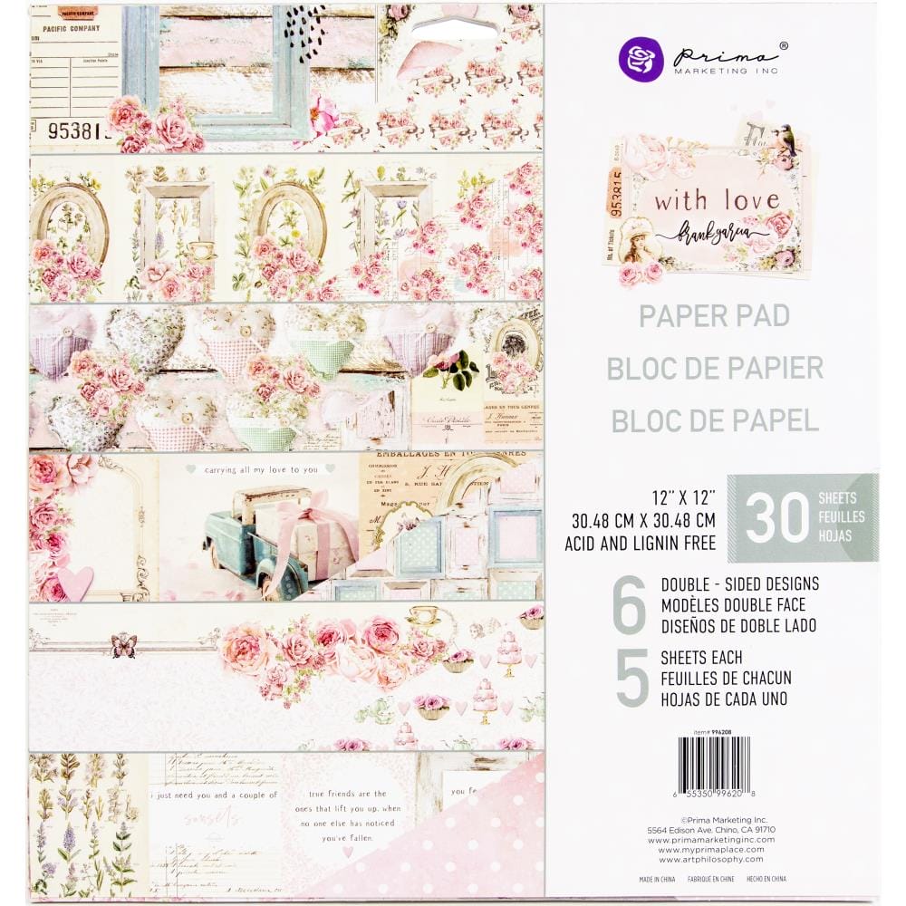 Prima Marketing Double-Sided Paper Pad 12"X12" 24/Pkg - With Love prima 12by12 paper with love Prima Marketing Double-Sided Paper Pad 12"X12" 24/Pkg - With Love