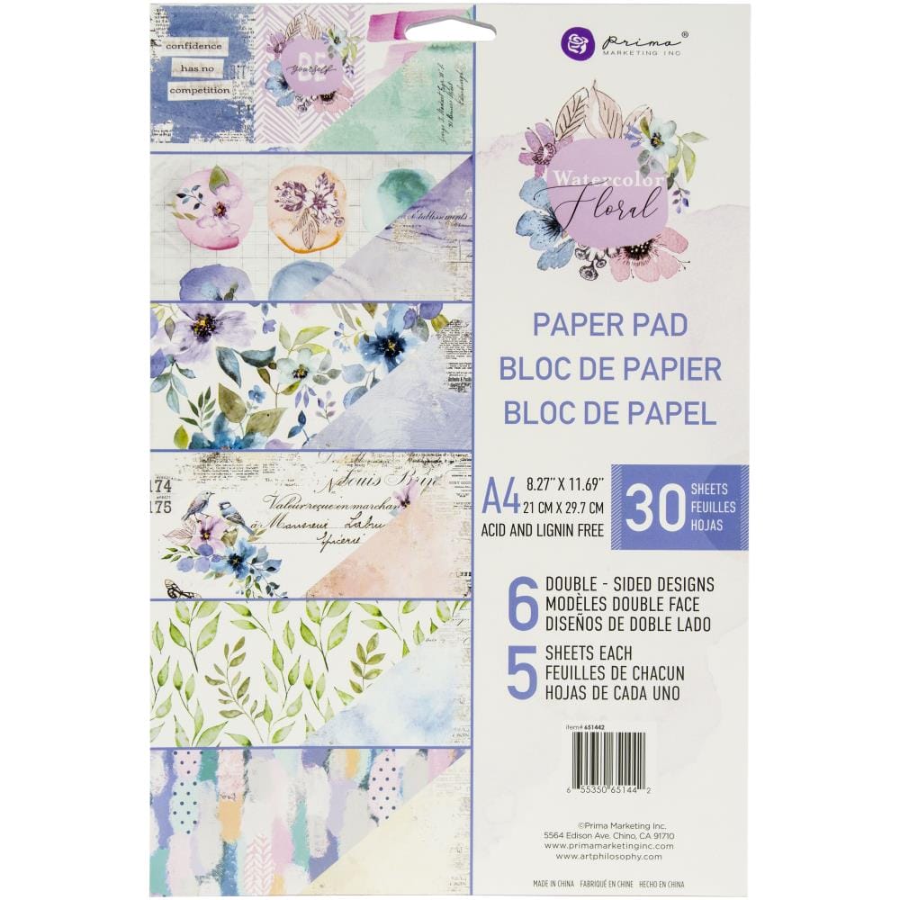Prima Marketing Double-Sided Paper Pad A4 30/Pkg - Watercolor Floral prima A4 paper watercolor floral Prima Marketing Double-Sided Paper Pad A4 30/Pkg - Watercolor Floral