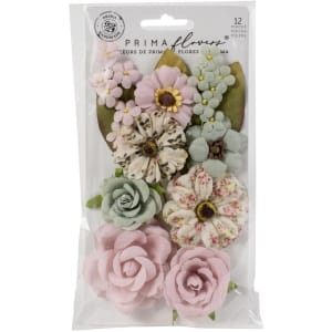 Prima Marketing Mulberry Paper Flowers - Grey Pigment 2/Watercolor Floral