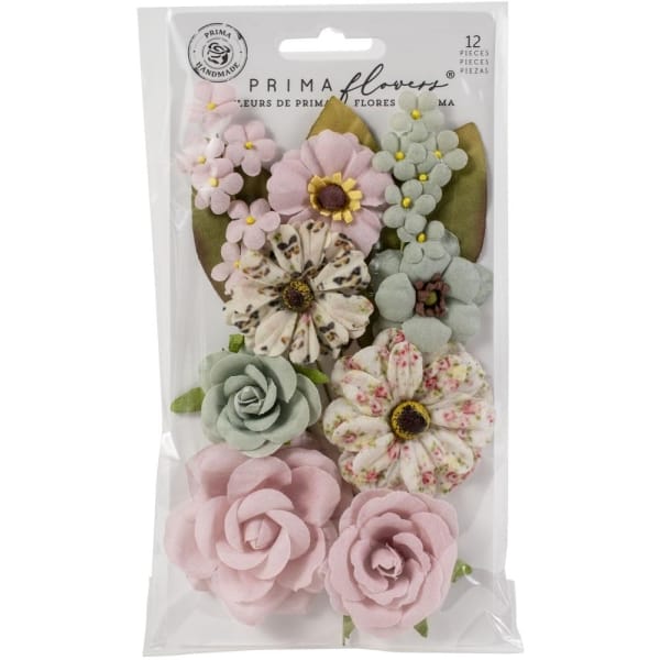 Prima Marketing Mulberry Paper Flowers - Grey Pigment 2/Watercolor Floral