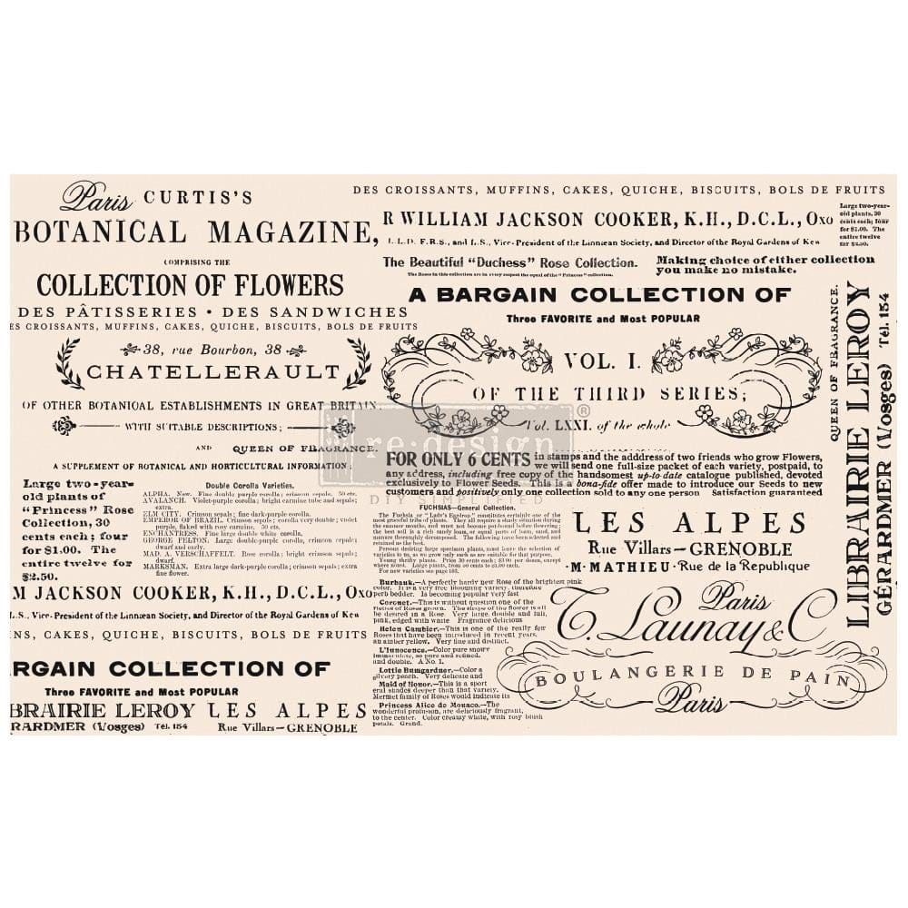 Prima Marketing Re-Design Mulberry Tissue 19"x30" - Floral Text Prima Marketing Re-Design Mulberry Tissue 19"x30" - Floral Text