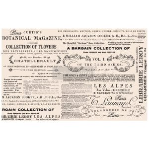 Prima Marketing Re-Design Mulberry Tissue 19"x30" - Floral Text