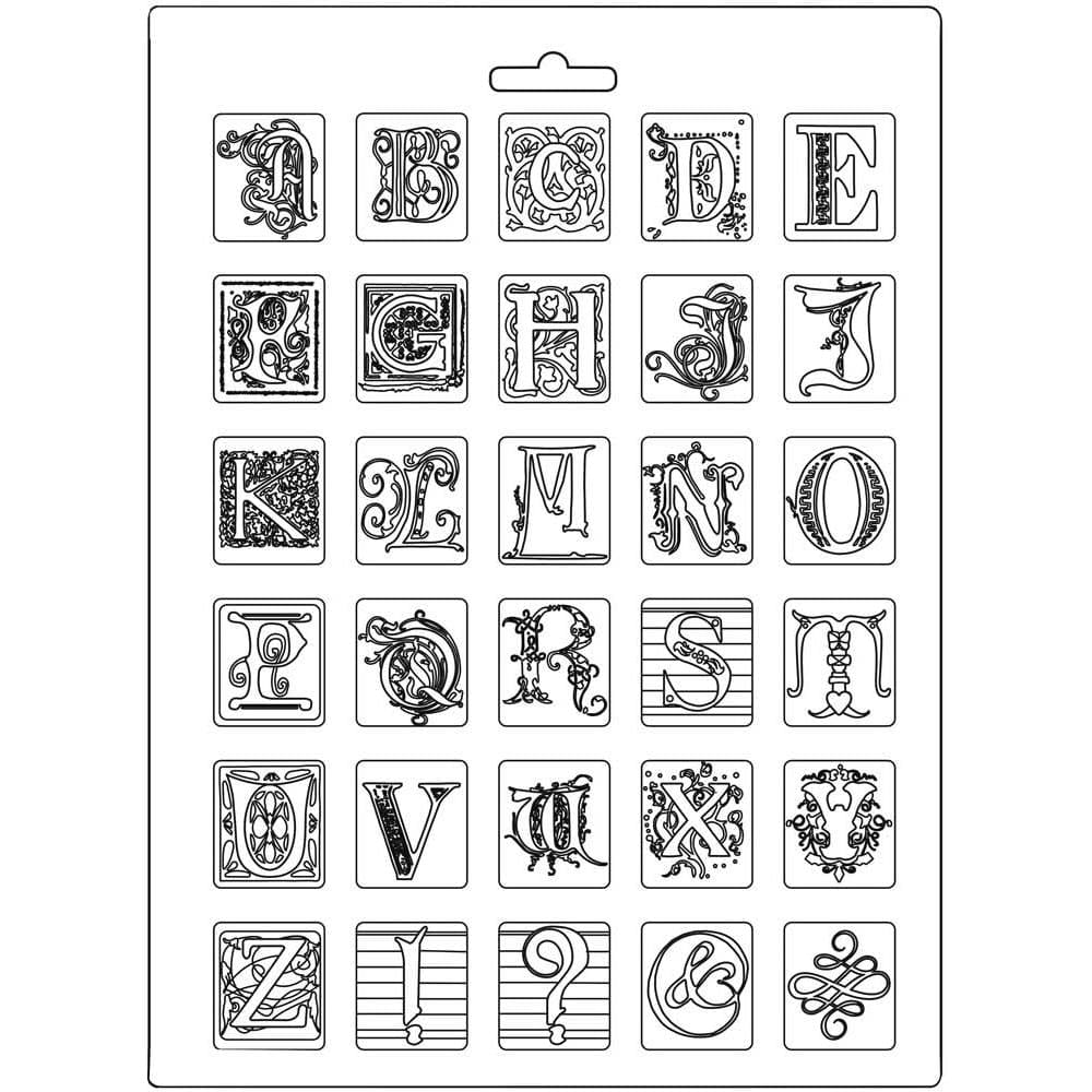 Stamperia Soft Maxi Mould 8.5"X11.5" - Alphabet, Calligraphy