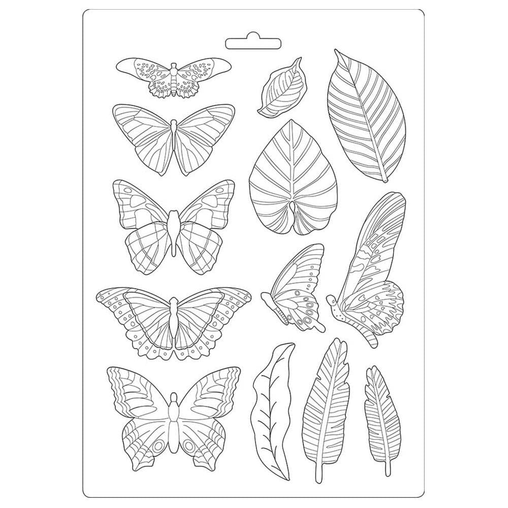 Stamperia Soft Maxi Mould 8.5"X11.5" - Leaves and Butterflies, Amazonia Stamperia Soft Maxi Mould 8.5"X11.5" - Leaves and Butterflies, Amazonia