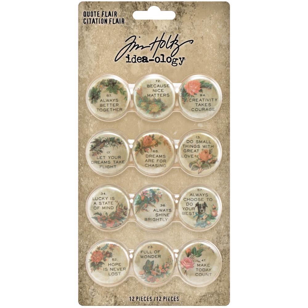 Tim Holtz Idea-Ology Quote Flair Buttons 12/Pkg tim holtz button quote flair Tim Holtz Idea-Ology Quote Flair Buttons 12/Pkg