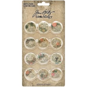 Tim Holtz Idea-Ology Quote Flair Buttons 12/Pkg