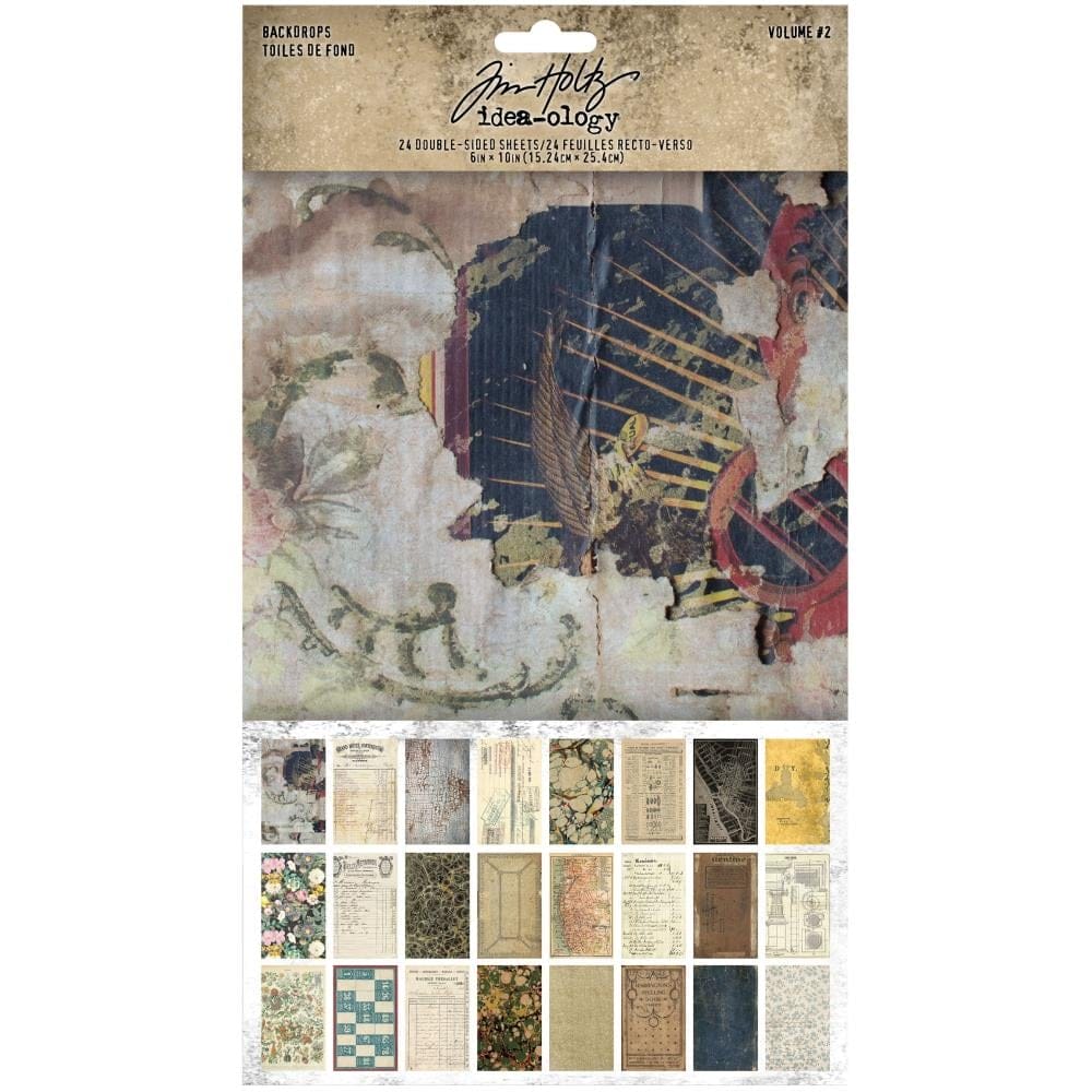 Tim Holtz Idea-Ology Backdrops Double-Sided Cardstock 6"X10" 24/Pkg - Volume 2 timholtz backdrops TH94118 Tim Holtz Idea-Ology Backdrops Double-Sided Cardstock 6"X10" 24/Pkg - Volume 2