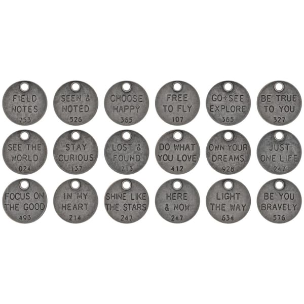 Tim Holtz Idea-Ology Metal Adornments 18/Pkg - Thought Tokens