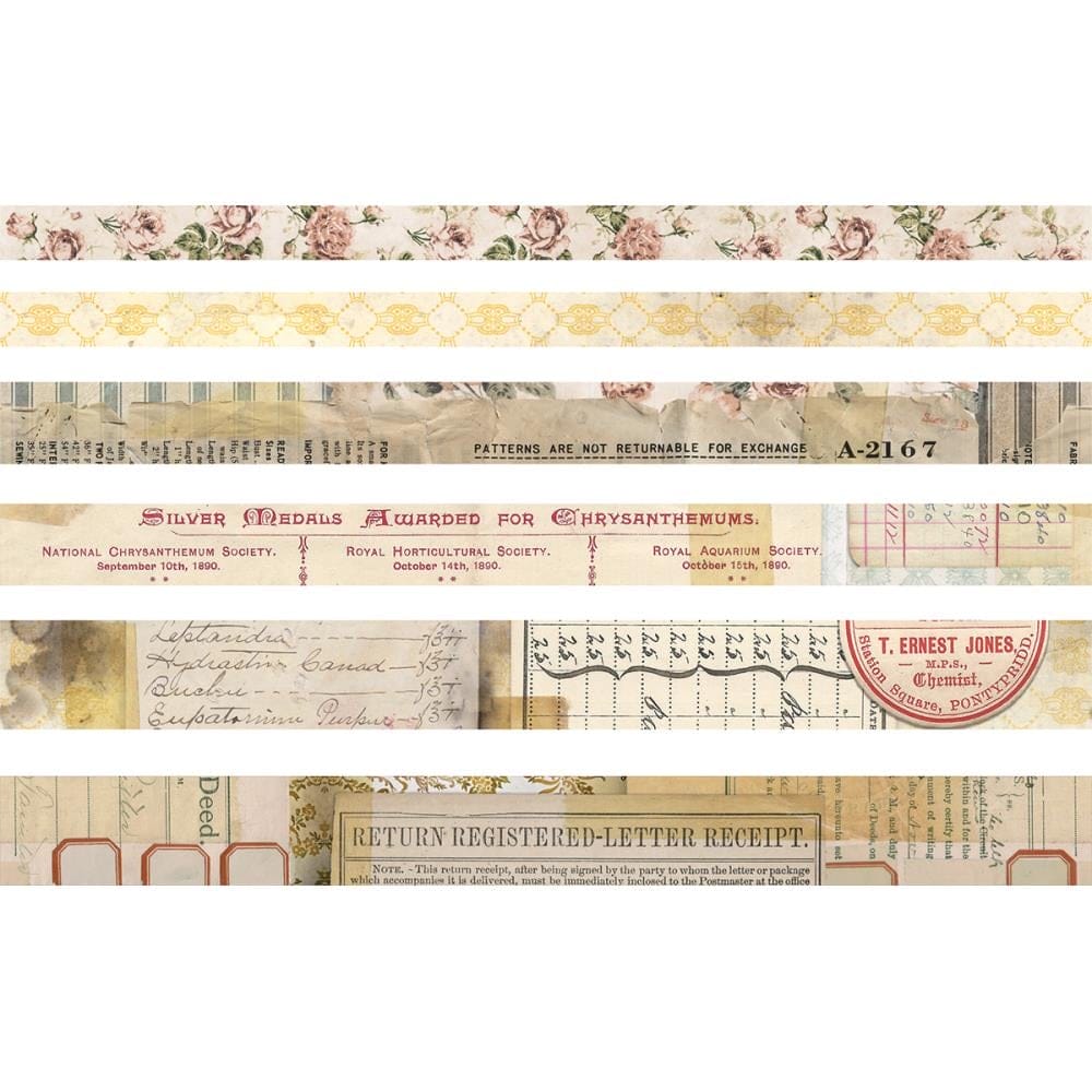Tim Holtz ideaology Design Tape 6/Pkg - Remnants timholtz tape remnants 1 timholtz_tape_remnants_1