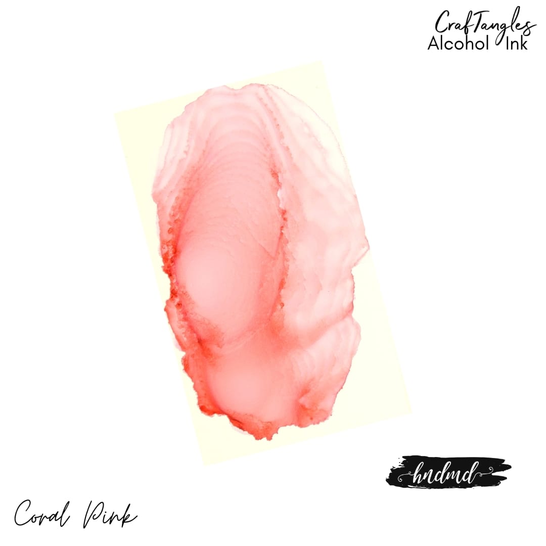 CrafTangles Alcohol Inks (15 ml) - Coral Pink Coral Pink craftangles alcohol ink swatches Coral-Pink-craftangles-alcohol-ink-swatches
