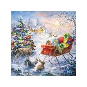 German Decoupage Napkins (5 pcs) - Packages in Sledge (Christmas)