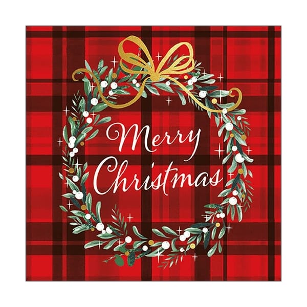 German Decoupage Napkins (5 pcs) - Christmas Plaid Red