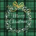 German Decoupage Napkins (5 pcs)  - Christmas Plaid Green