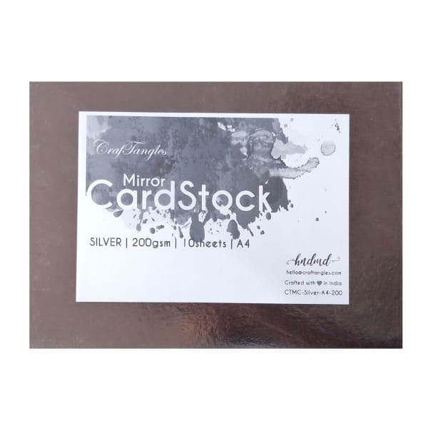 CrafTangles Silver mirror Cardstock / Paper A4 (200 gsm) (Set of 10 sheets)