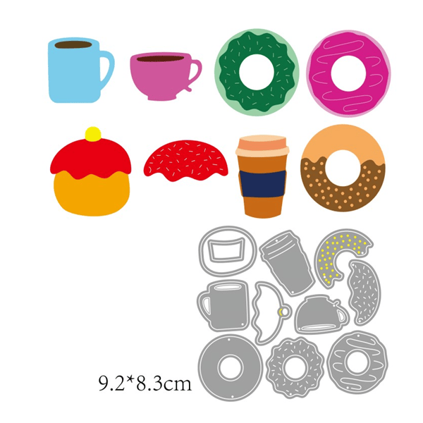 Steel Dies - Donuts and Coffee or Tea Cups (Set of 11 die)