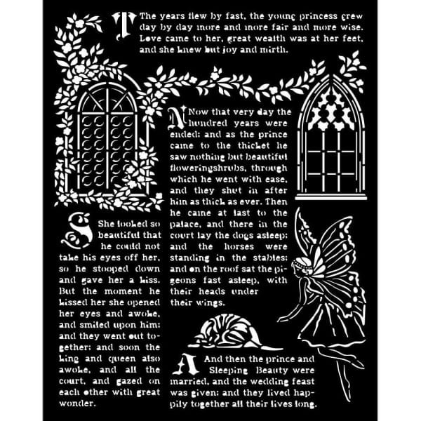 Stamperia Stencil 20 by 25 cm - Windows Sleeping Beauty