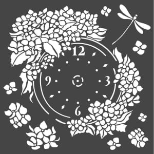 Stamperia Stencil 7"X7" - Clock Hortensia