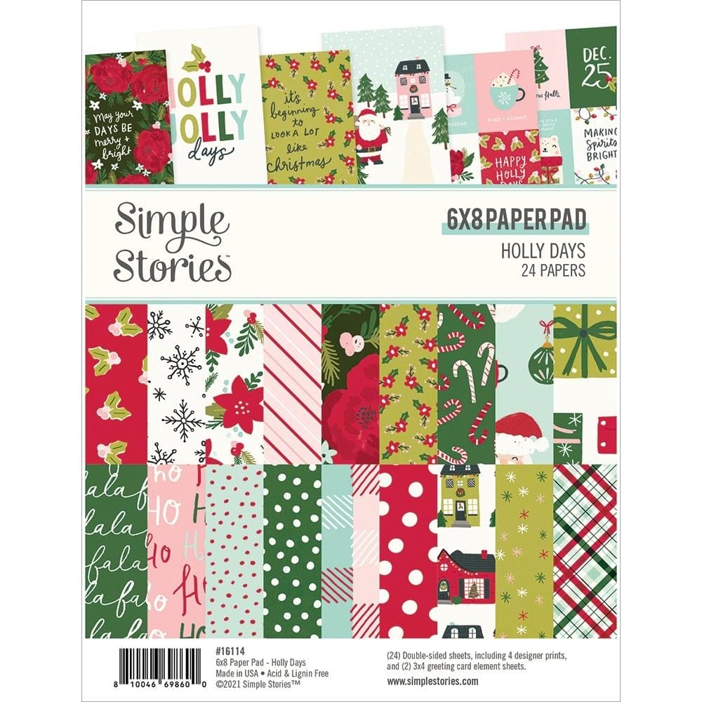 Simple Stories Double-Sided Paper Pad - Holly Days (6"X8" 24/Pkg) simple Stories paper HOL16114 Simple Stories Double-Sided Paper Pad - Holly Days (6"X8" 24/Pkg)