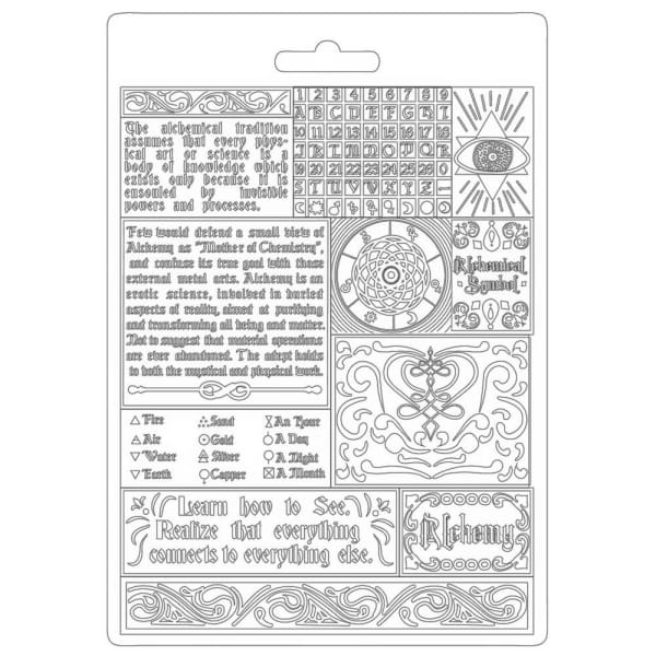 Stamperia Soft Maxi Mould A5 - Writing, Alchemy
