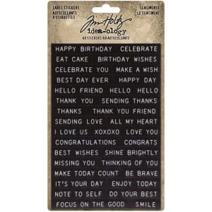 Tim Holtz Idealogy Sentiments Label Stickers 68/Pkg
