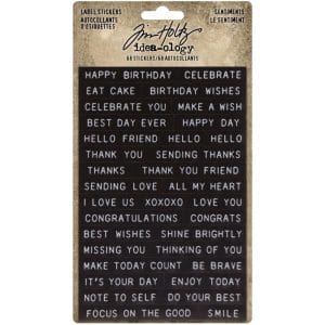 Tim Holtz Idealogy Sentiments Label Stickers 68/Pkg
