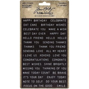 Tim Holtz Idealogy Sentiments Label Stickers 68/Pkg