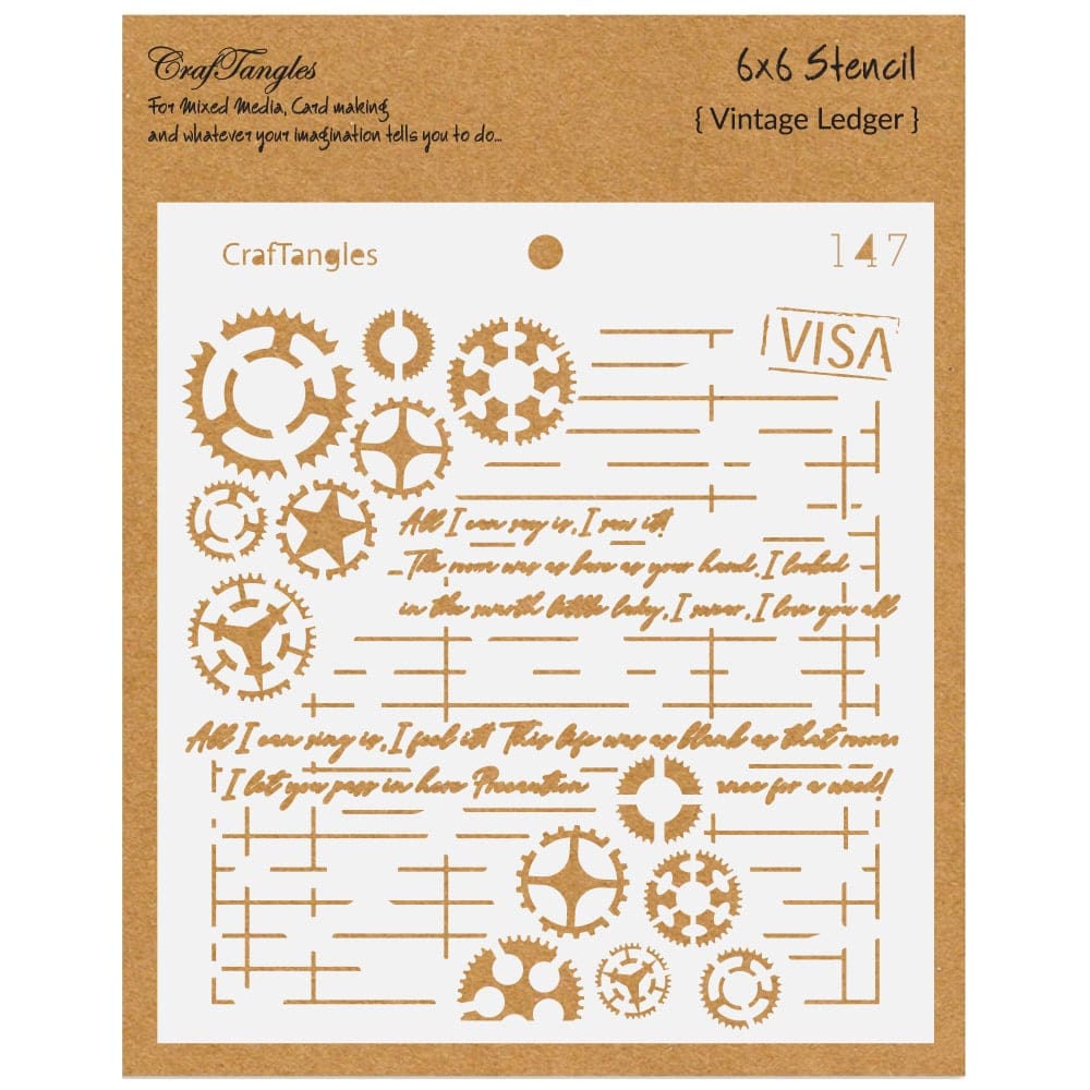 CrafTangles 6x6 Stencils - Vintage Ledger CTCS147 CrafTangles Stencils vintage ledger CrafTangles 6x6 Stencils - Vintage Ledger