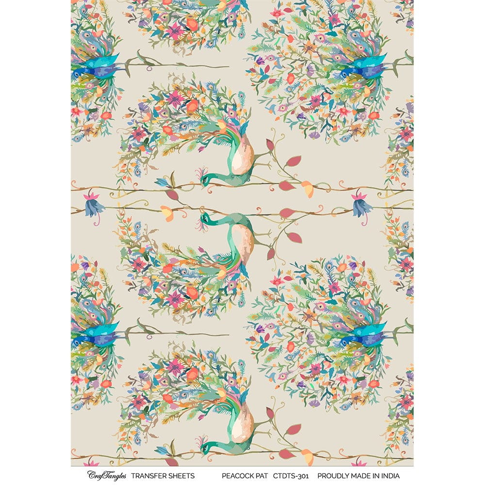 CrafTangles A4 Transfer It Sheets - Peacock Pattern