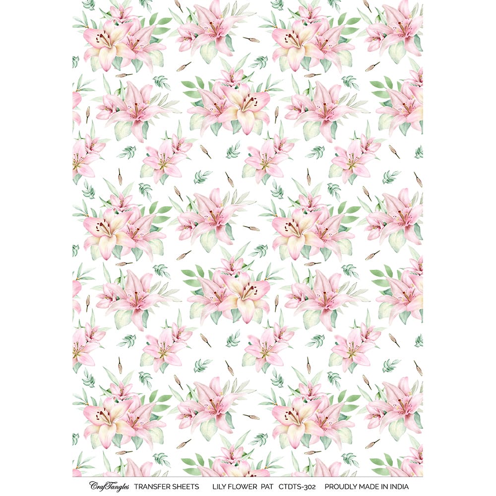 CrafTangles A4 Transfer It Sheets - Lily Flower Pattern