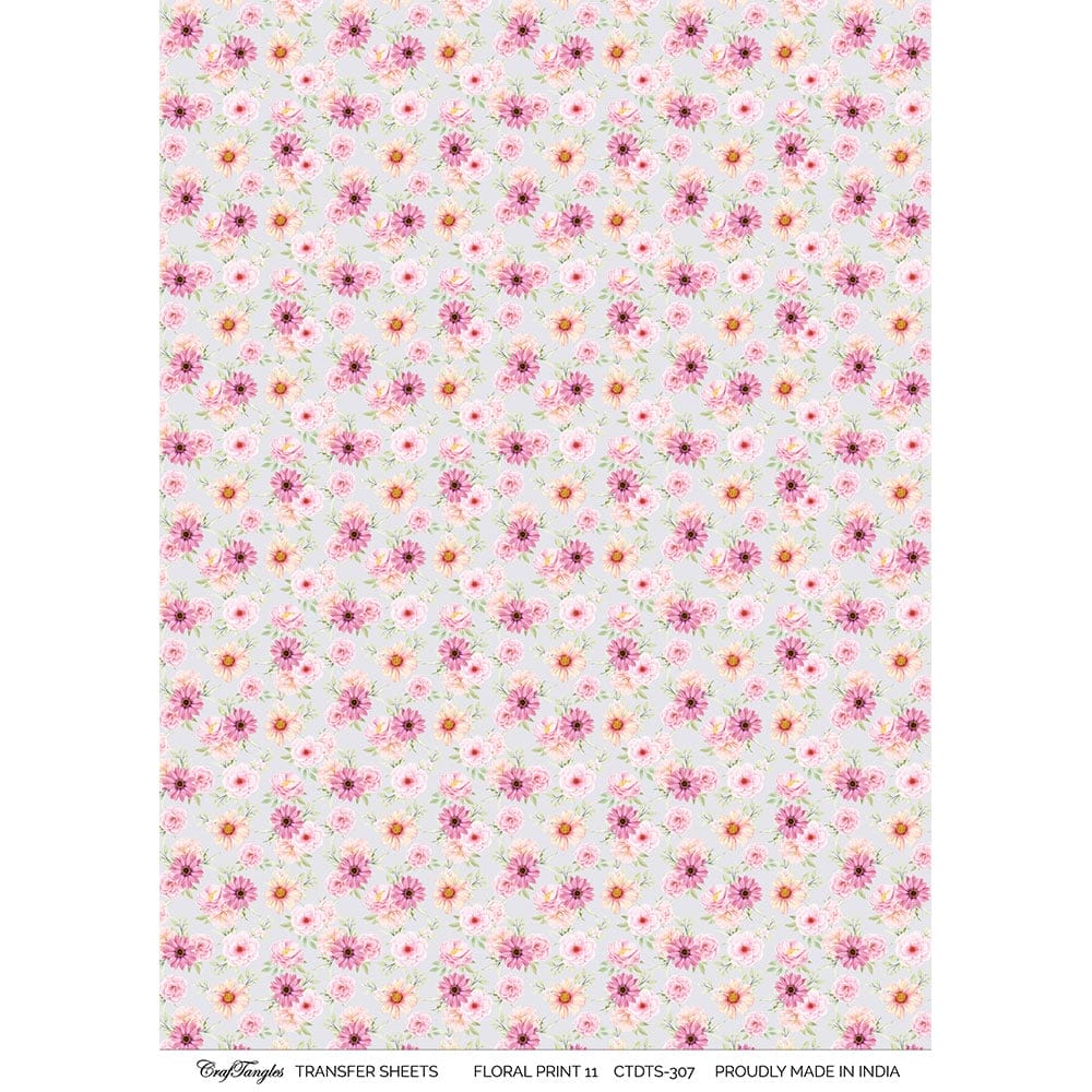 CrafTangles A4 Transfer It Sheets - Floral Print 11 CTDTS 307 CrafTangles transfer sheet Floral Print 11 CrafTangles A4 Transfer It Sheets - Floral Print 11