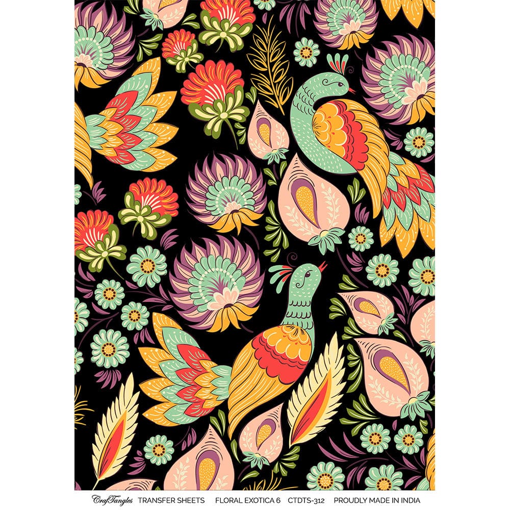 CrafTangles A4 Transfer It Sheets - Floral Exotica 6 CTDTS CrafTangles A4 Transfer It Sheets - Floral Exotica 6