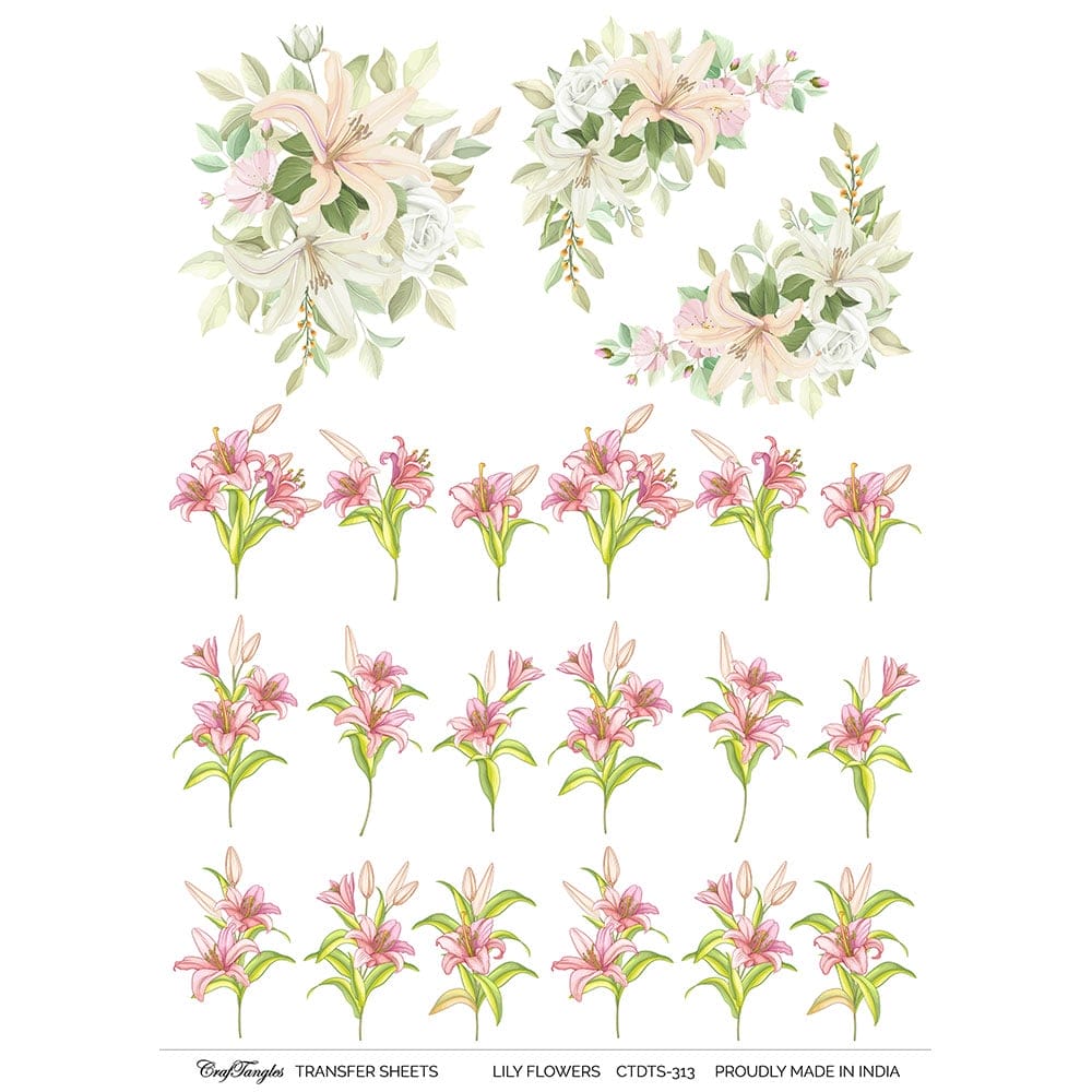 CrafTangles A4 Transfer It Sheets - Lily Flowers CTDTS CrafTangles A4 Transfer It Sheets - Lily Flowers
