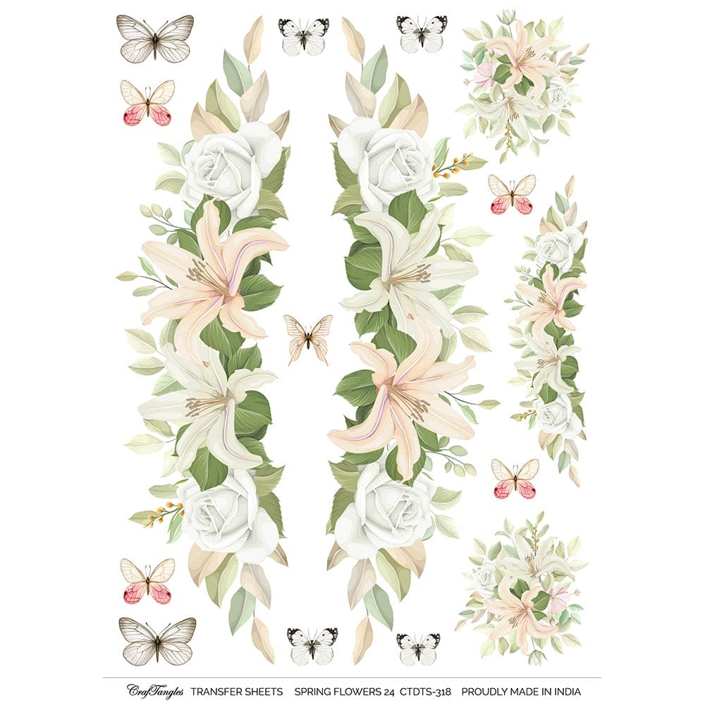 CrafTangles A4 Transfer It Sheets - Spring Flowers 24 CTDTS 318 CrafTangles transfer sheet Spring Flowers 24 CrafTangles A4 Transfer It Sheets - Spring Flowers 24