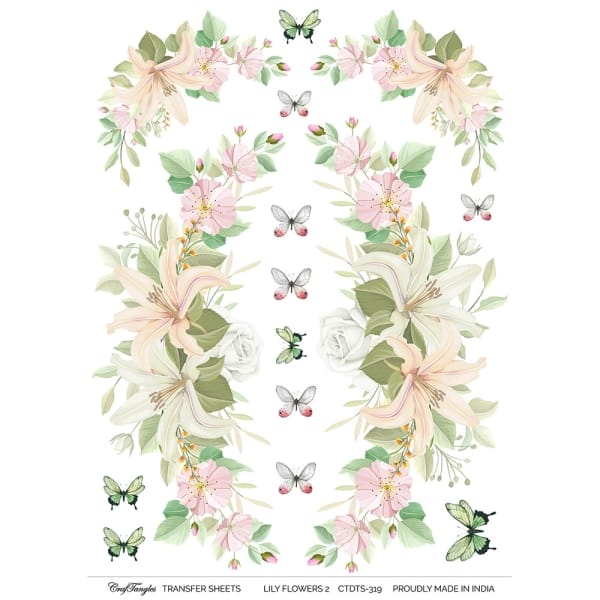 CrafTangles A4 Transfer It Sheets - Lily Flowers 2