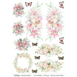 CrafTangles A4 Transfer It Sheets - Lily Flowers 3
