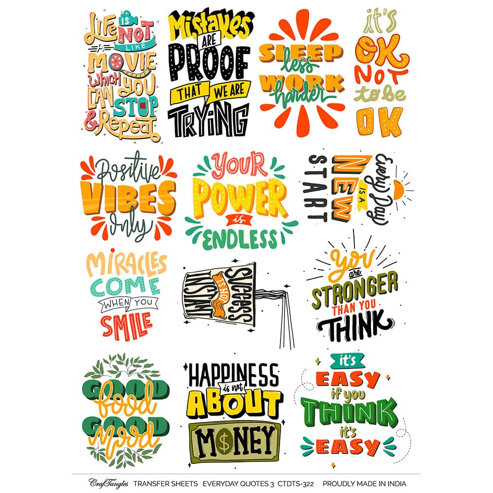 CrafTangles A4 Transfer It Sheets - Quotes - Everyday Quotes 3 CTDTS 322 CrafTangles transfer sheet Quotes Everyday 3 CrafTangles A4 Transfer It Sheets - Quotes - Everyday Quotes 3