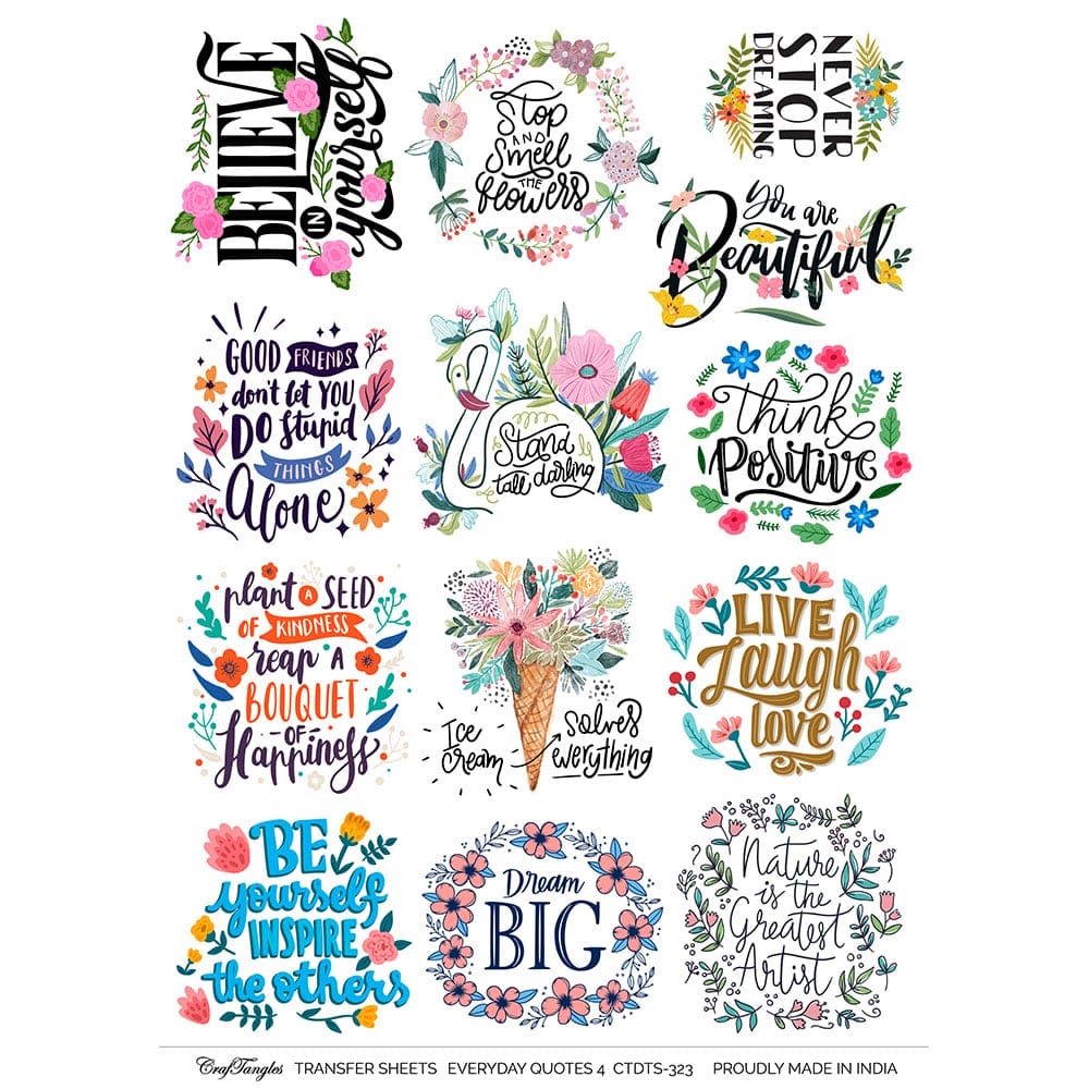 CrafTangles A4 Transfer It Sheets - Quotes - Everyday Quotes 4 CTDTS 323 CrafTangles transfer sheet Quotes Everyday 4 CrafTangles A4 Transfer It Sheets - Quotes - Everyday Quotes 4