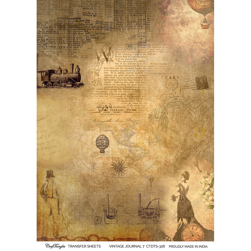 CrafTangles A4 Transfer It Sheets - Quotes - Vintage Journals 7 CTDTS 326 CrafTangles transfer sheet Vintage Journals 7 CrafTangles A4 Transfer It Sheets - Quotes - Vintage Journals 7