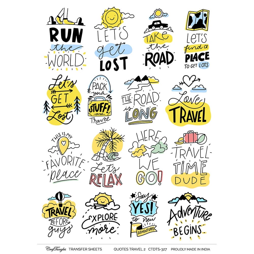CrafTangles A4 Transfer It Sheets - Quotes - Travel 2 CTDTS 327 CrafTangles transfer sheet Quotes Travel 2 CrafTangles A4 Transfer It Sheets - Quotes - Travel 2
