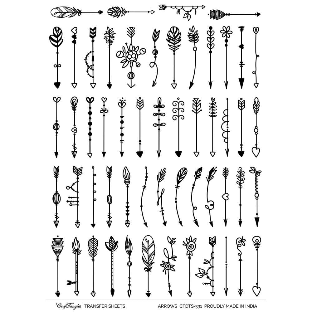 CrafTangles A4 Transfer It Sheets - Arrow CTDTS 331 CrafTangles transfer sheet Arrows CrafTangles A4 Transfer It Sheets - Arrow