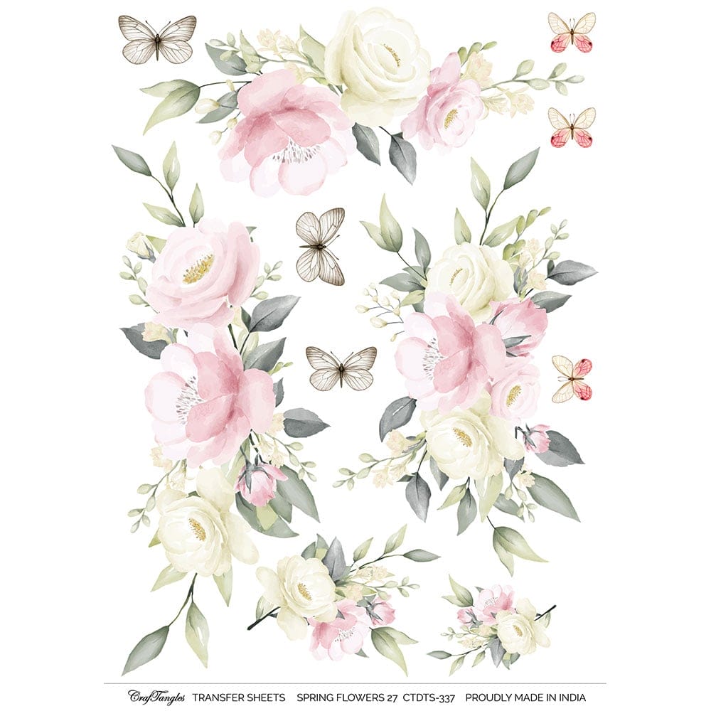 CrafTangles A4 Transfer It Sheets - Spring Flowers 27 CTDTS 337 CrafTangles transfer sheet Spring Flowers 27 CrafTangles A4 Transfer It Sheets - Spring Flowers 27