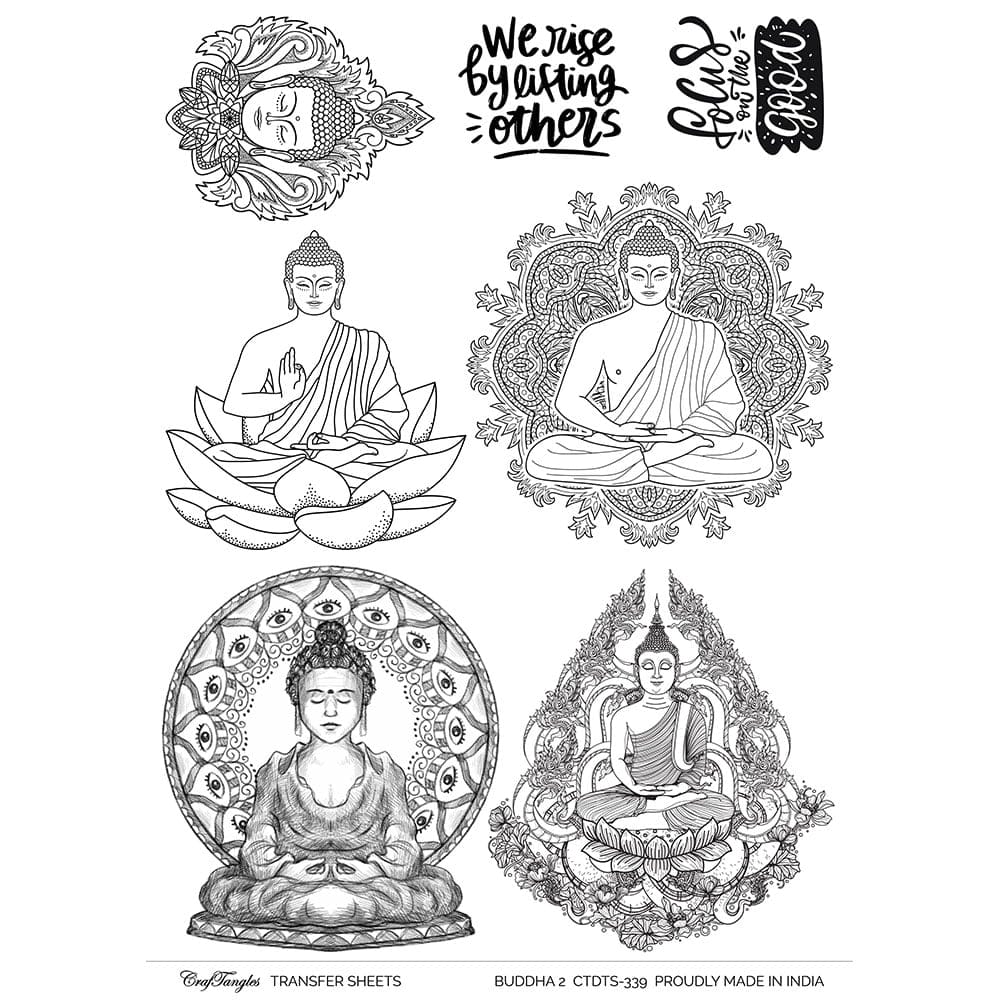 CrafTangles A4 Transfer It Sheets - Buddha 2 CTDTS 339 CrafTangles transfer sheet Buddha 2 CrafTangles A4 Transfer It Sheets - Buddha 2