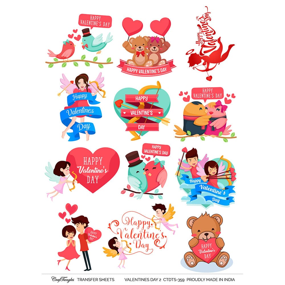 CrafTangles A4 Transfer It Sheets - Valentine's Day 2 CTDTS 359 CrafTangles transfer sheet Valentines Day 2 CrafTangles A4 Transfer It Sheets - Valentine's Day 2