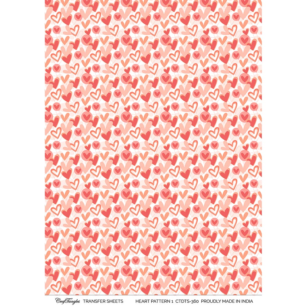 CrafTangles A4 Transfer It Sheets - Heart Pattern 1 CTDTS 360 CrafTangles transfer sheet Heart Pattern 1 CrafTangles A4 Transfer It Sheets - Heart Pattern 1