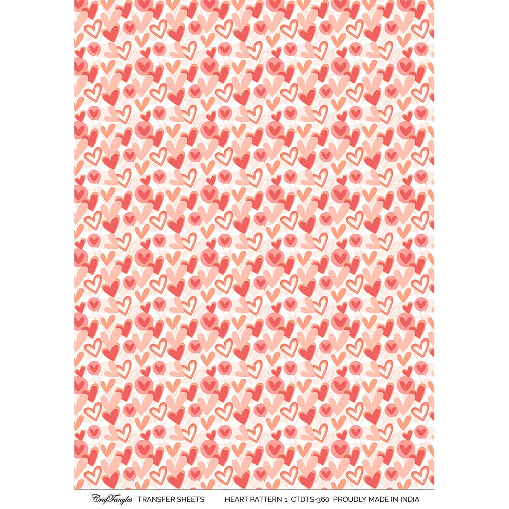 CrafTangles A4 Transfer It Sheets - Heart Pattern 1 CTDTS 360 CrafTangles transfer sheet Heart Pattern 1 CrafTangles A4 Transfer It Sheets - Heart Pattern 1