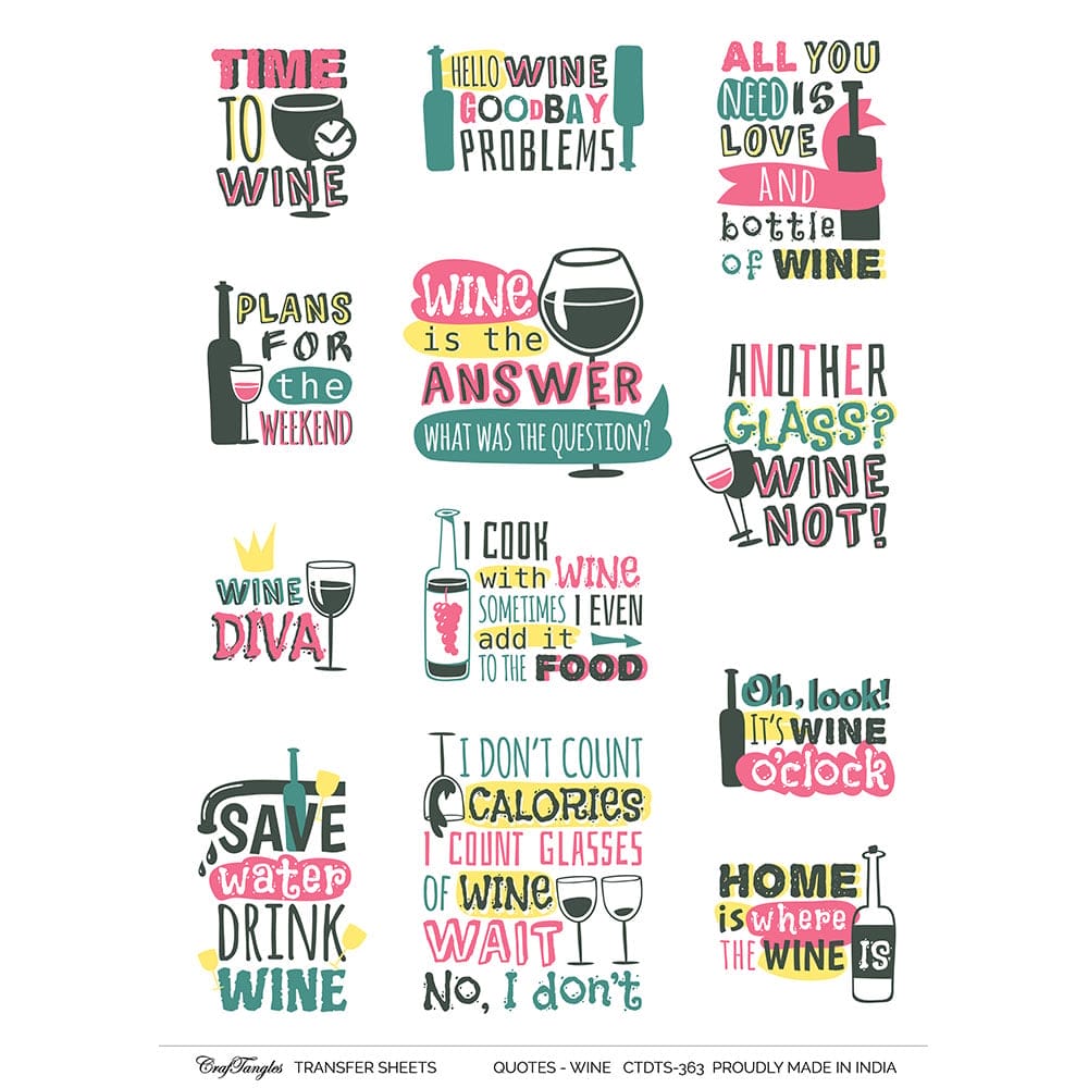 CrafTangles A4 Transfer It Sheets - Quotes - Wine CTDTS 363 CrafTangles transfer sheet Quotes Wine CrafTangles A4 Transfer It Sheets - Quotes - Wine