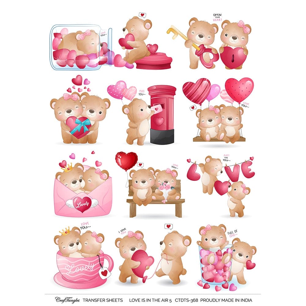 CrafTangles A4 Transfer It Sheets - Love is in the Air 5 CTDTS 368 CrafTangles transfer sheet Love is in the Air 5 CrafTangles A4 Transfer It Sheets - Love is in the Air 5